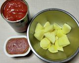 コンビーフとじゃがいものトマト煮作り方1写真