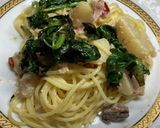 ハムとじゃがいもとほうれん草パスタ作り方2写真