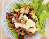 きのこと牛切り落としで贅沢焼きご飯作り方7写真