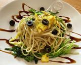 ルッコラとホウレンソウ・オレンジのパスタ作り方4写真