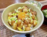 がっつり♪豚バラと柿のコロコロ丼✨作り方8写真
