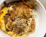 お一人様☆野菜たっぷりメンチニラ玉とじ丼作り方21写真