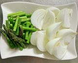 ワンパンで！新玉葱とアスパラの豚こま炒め作り方1写真
