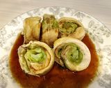 キャベツ巻き巻き鶏肉ロール、ソース付き。作り方12写真