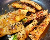 みそ照り♪たけのことピーマンの豚肉巻き作り方6写真
