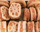☆鶏ももひき肉のレンコンのはさみ揚げ☆作り方3写真