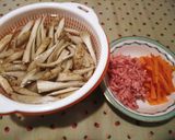 シャキッ★ごぼうのそぼろキンピラ風♪作り方1写真
