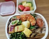 お弁当♪女子中学生☆えびフライ＆肉巻き作り方1写真