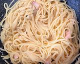 ズボラのワンパン明太クリームパスタ♪作り方3写真