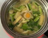 小松菜と油揚げと落とし玉子のお味噌汁作り方3写真