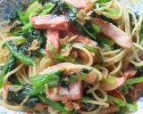 桜えびとほうれん草とベーコンの油系パスタ作り方12写真