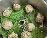 人参の菜っ葉で簡単蒸し肉団子作り方7写真