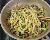 ねぎと牛肉の和風スパゲッティ作り方5写真