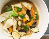 肉無簡単きな粉ごま赤味噌親子丼味野菜炒め作り方14写真