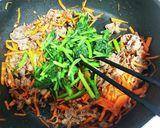 牛肉と春菊のまぜまぜ丼作り方4写真
