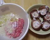 椎茸と挽き肉の重ね焼き♪作り方1写真