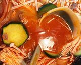 出汁の素で！ズッキーニのチゲ風スープ作り方6写真