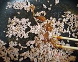 甘味噌そぼろとキノコの和風パスタ作り方3写真