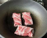 薄切り豚肉の巻き巻きバター醤油ステーキ作り方2写真