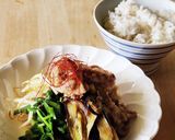 豚ナスもやし丼☆1人ランチ☆たんぱく質作り方1写真