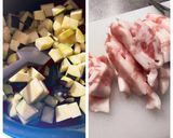 簡単！黄金比！焼肉用豚バラ肉でルーロー飯作り方1写真