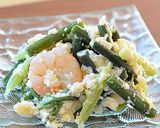 わらびとふき、むきエビの白和え風♪作り方6写真