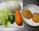 カラフルな野菜入りカツ丼作り方1写真