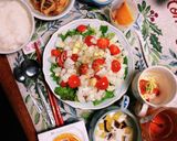 菜園レタスとミニトマトと新玉ねぎのサラダ作り方28写真