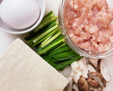 スープ生活　中華風、豆腐と卵とひき肉と作り方1写真