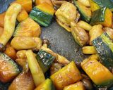 カボチャと鶏肉の黒糖甘酢炒め作り方8写真
