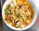 お一人様野菜たっぷり洋風たこ焼き風味炒飯作り方16写真
