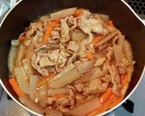 こんにゃくとエノキですき焼き風豚丼作り方4写真