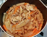 こんにゃくとエノキですき焼き風豚丼作り方4写真