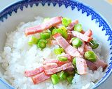 アスパラベーコンのっけご飯♪山菜添え作り方2写真