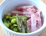 アスパラベーコンのっけご飯♪山菜添え作り方1写真