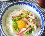 アスパラベーコンのっけご飯♪山菜添え作り方7写真