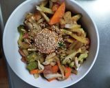 お一人様野菜たっぷり洋風タレウインナー丼作り方21写真