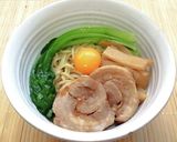 旨い油そばチャーシュー小松菜メンマ卵黄作り方4写真
