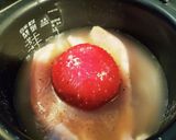 トマトと鶏胸肉のニンニク塩ダレ炊込みご飯作り方2写真