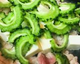 豚こまぎれ肉●豚玉ゴーヤーチャンプルー丼作り方2写真