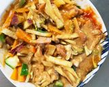 お一人様野菜たっぷりトマト味ウインナー丼作り方14写真