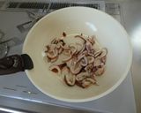 モロヘイヤとイカの明太子炒め作り方3写真
