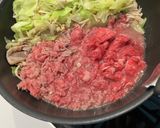 牛肉・キャベツ・エノキ・長ネギの肉豆腐作り方5写真