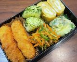 お弁当の彩り　にんじんピーマン茎んピラ作り方4写真