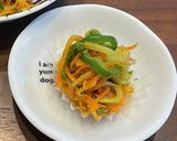 お弁当の彩り　にんじんピーマン茎んピラ作り方5写真