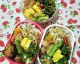 女子中学生のお弁当♪唐揚げ＆肉巻き作り方1写真
