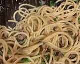 切り落とし牛タンと小ネギのニンニクパスタ作り方13写真