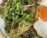 切り落とし牛タンと小ネギのニンニクパスタ作り方15写真