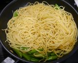 簡単！スナップエンドウのエビパスタ作り方5写真