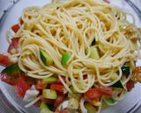 簡単！冷製パスタ　ズッキーニトマト作り方4写真